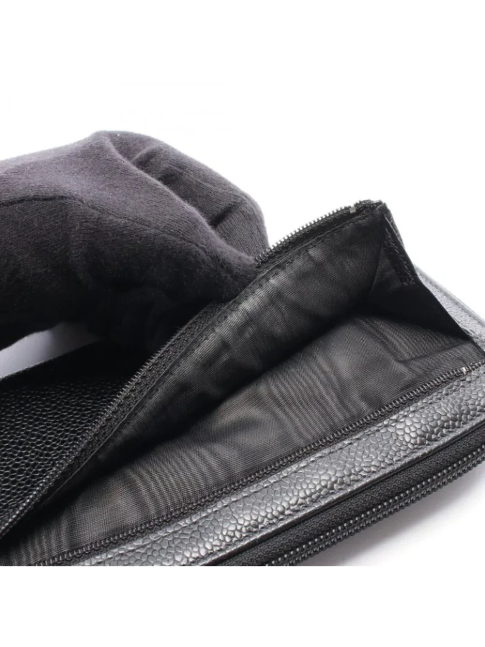 Chanel Round Wallet CC Logo Black Caviar Leather
